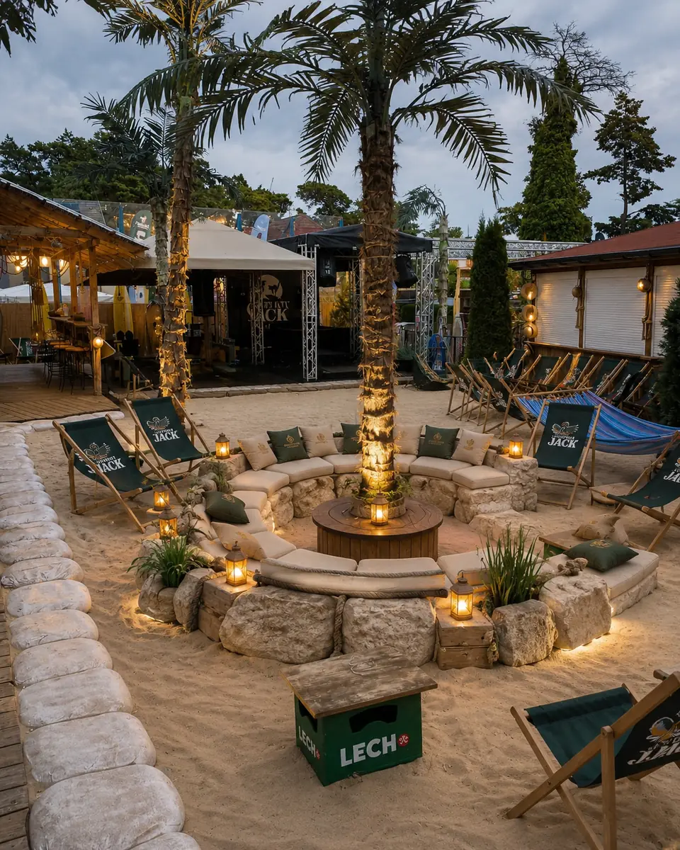 Themed beach zone: totems and lounge — photo 2