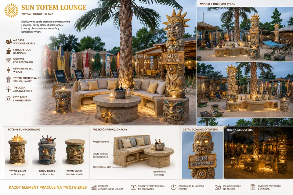 Themed beach zone: totems and lounge — photo 6