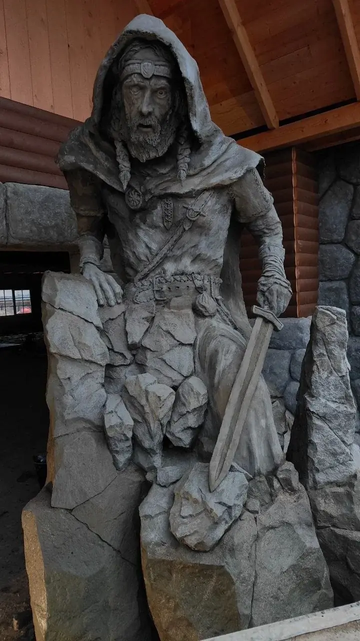 The guardian sculpture being finished in the workshop